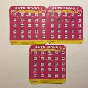 3 Auto Bingo Cards Hard Board Slide Windows Travel Road Trip By Regal 2014